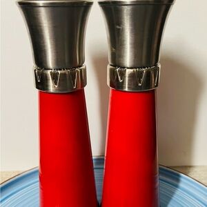 Red and Silver Salt and Pepper Shakers